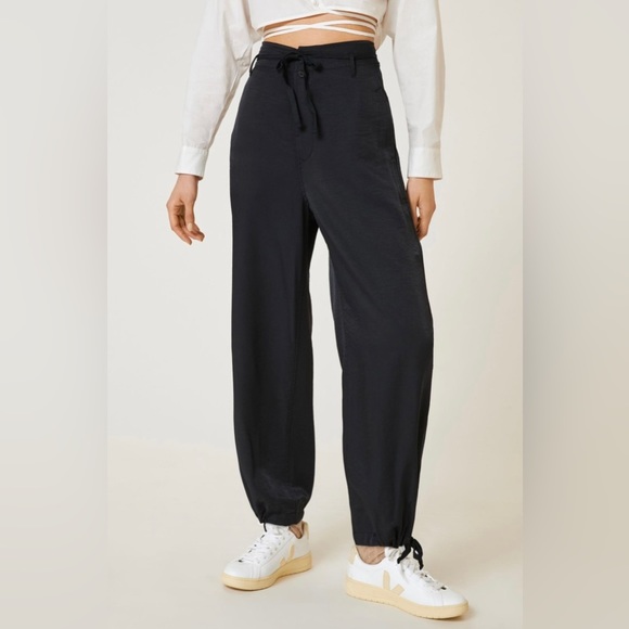 Anthropologie Pants - Anthropologie Tiny Heidi Ankle Tying Satin High Waisted Baggy Lightweight Pants